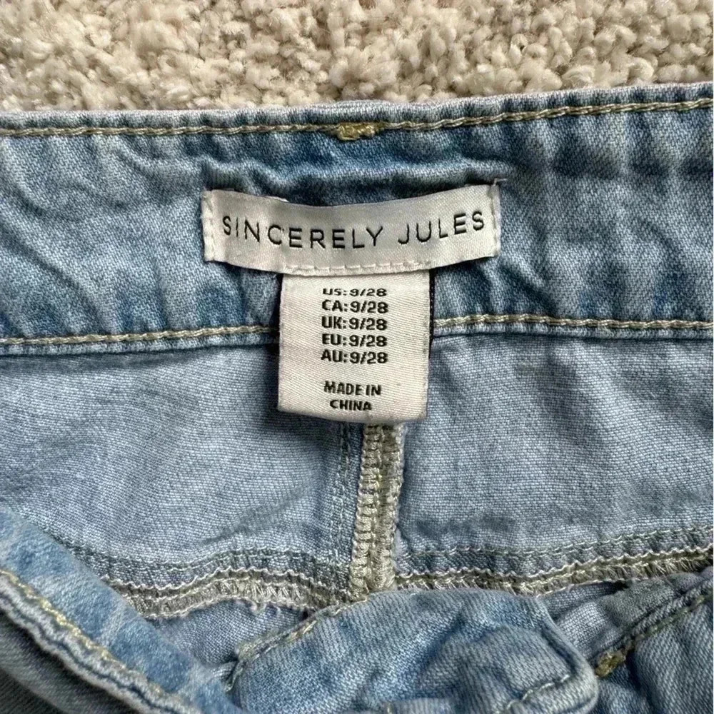 Sincerely Jules Cargo Light Wash Jeans Size 9 - Picture 3 of 6